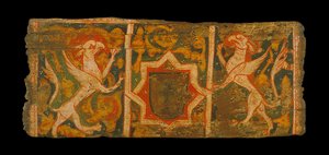 Overdækket loftspanel med våbenskjold og griffiner voldsomt af Unbekannt Unbekannt